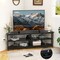 Costway Corner TV Stand for TVs up to 65" TV Console Table with AC Outlets&USB A Ports Rustic Brown/Black/White